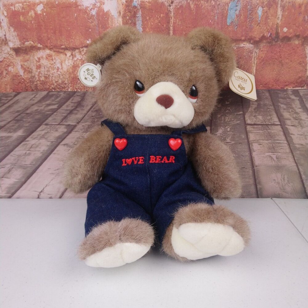 VTG Russ Caress Soft Pets Love Bear 15" Teddy Bear Plush Stuffed Animal NOS